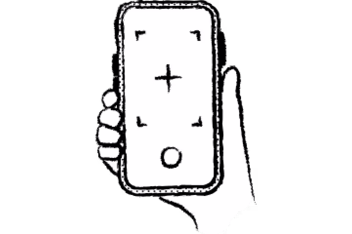 Illustration of a hand holding a smartphone with a camera interface, symbolising the step of taking a photo for junk removal.